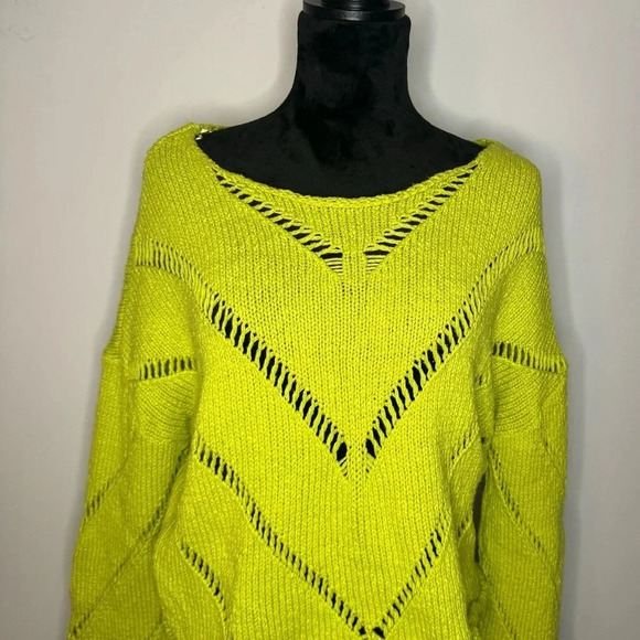100% Cotton Boho Avocado Green Knit Sweater ⭑ Size M - Picture 4 of 14